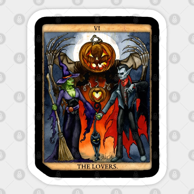The Halloween Lovers Tarot Card Sticker by Chad Savage